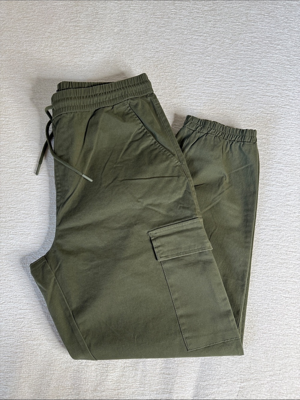 Forever 21 Men's Olive Cargo Jogger Pants - Elastic Waist Size XL